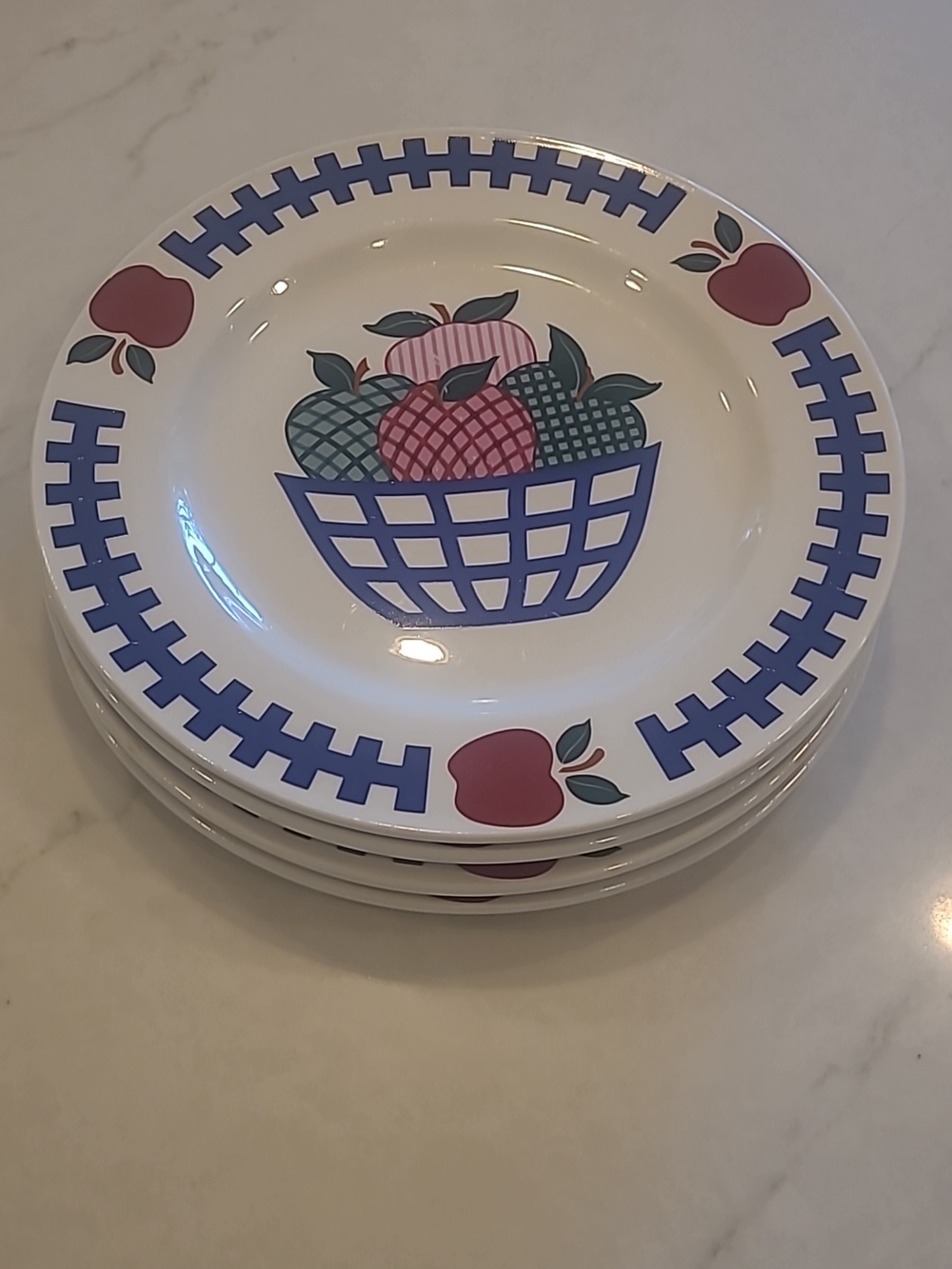 House Of Lloyd "Folk Stitched Apple Pattern" Dinner Plates